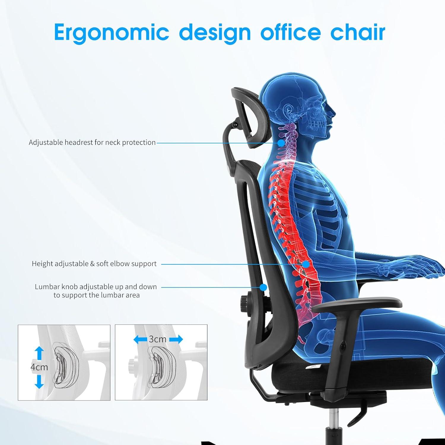 Ergonomischer Bürostuhl mit verstellbarer Lendenwirbelstütze