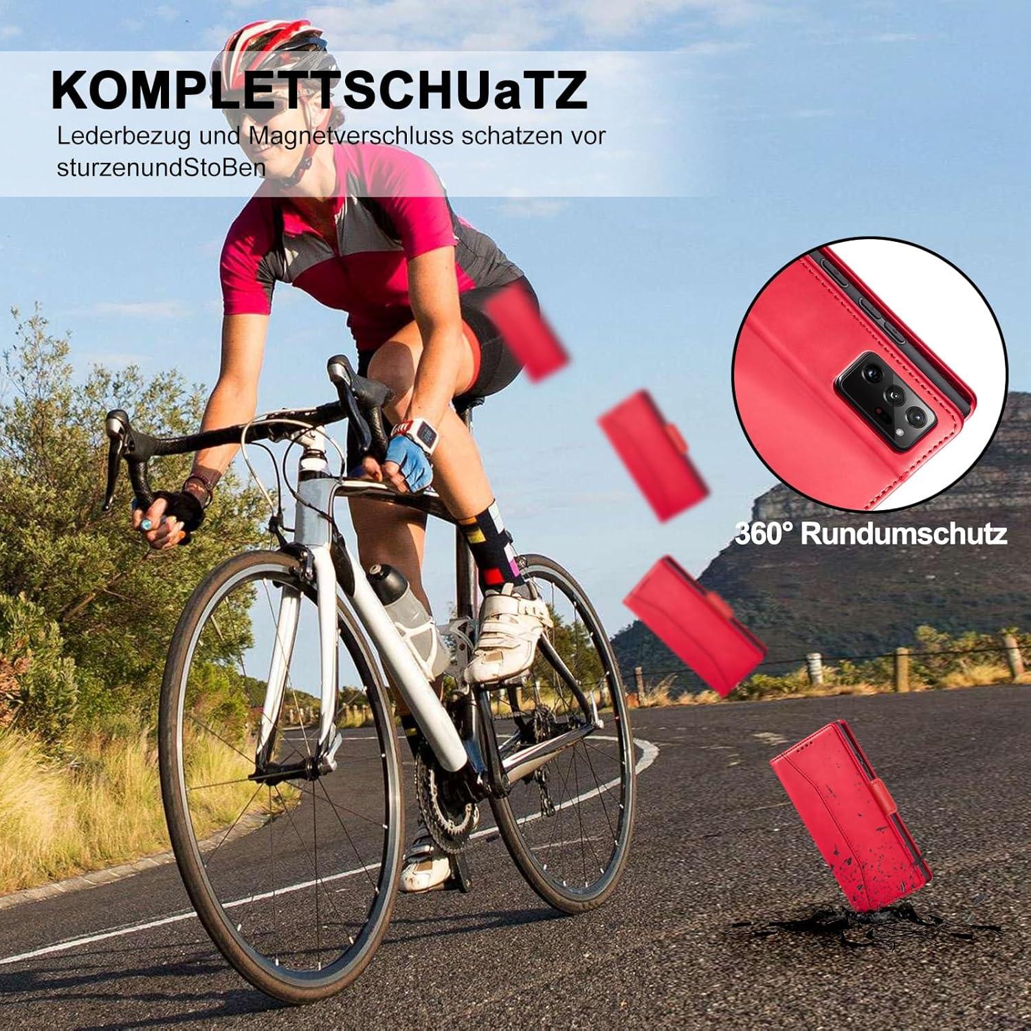 Handyhülle Samsung Galaxy Note 20 Leder Magnetschutz Rot
