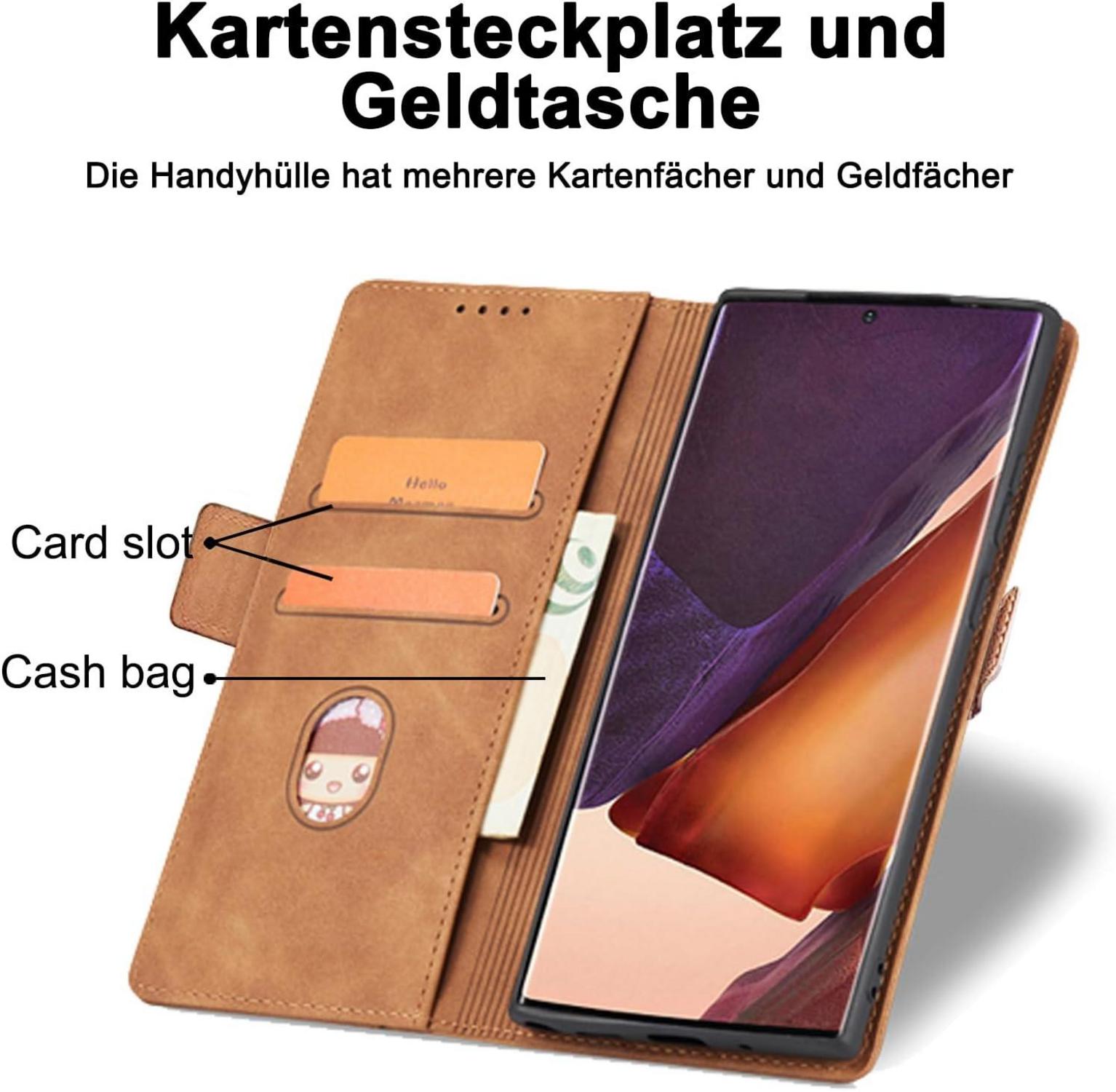 Samsung Galaxy Note 20 Hülle mit Ständer und Kartenfach in Braun