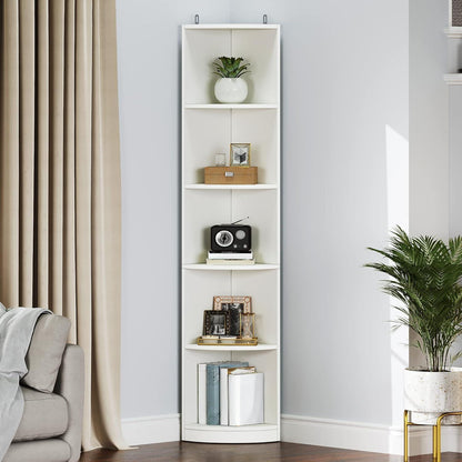Weißes Eckregal 5-stöckig – Bücherregal für Wohnzimmer & Büro
