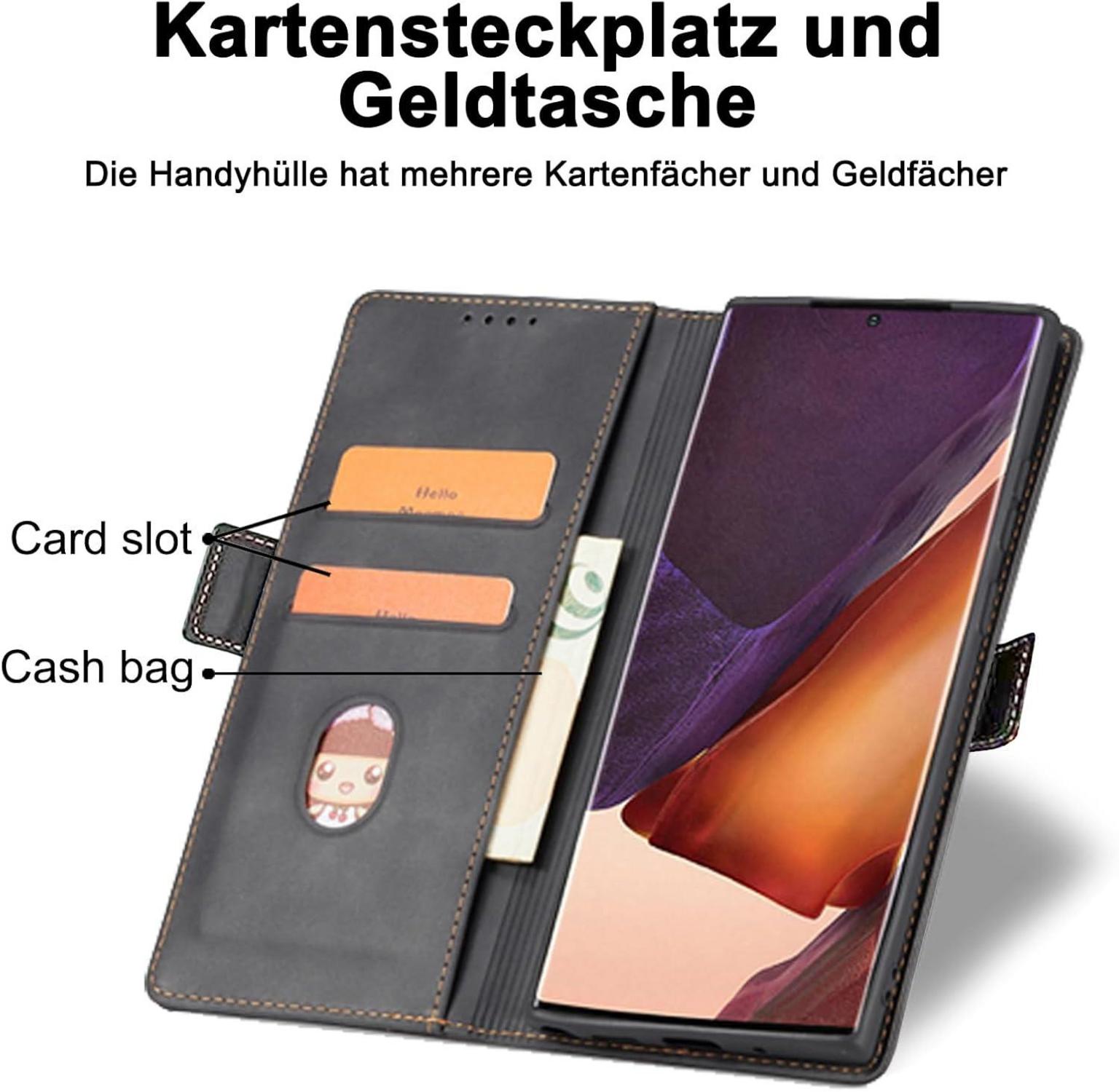 Samsung Galaxy Note 20 Hülle Leder mit Ständer und Kartenfach