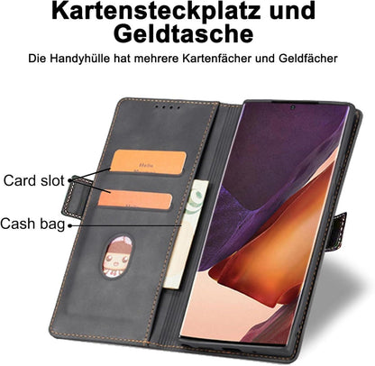 Samsung Galaxy Note 20 Hülle Leder mit Ständer und Kartenfach