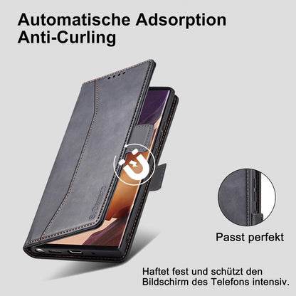 Samsung Galaxy Note 20 Hülle: Premium Leder magnetisch, Ständer, Kartenfach, Brieftasche, Shock Absorbing - Schwarz