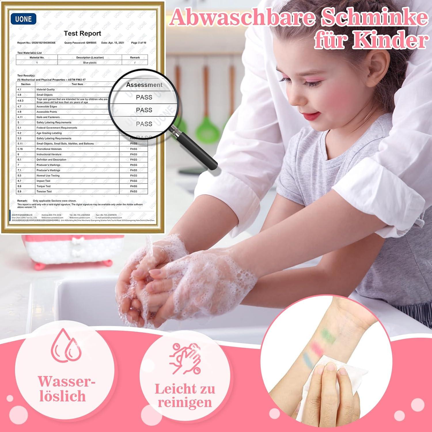 Kinder Schminkset Mädchen 55-teiliges Schminkkoffer Set 4-11 Jahre