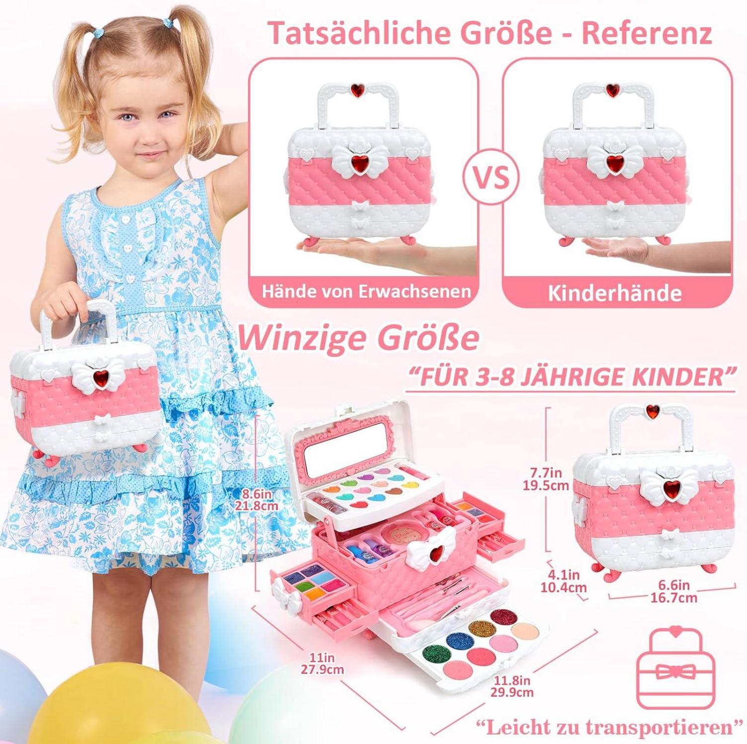 Kinderschminke Set Mädchen 55-teilig Make-up Schminkkoffer Geburtstags Geschenke 4-11 Jahre