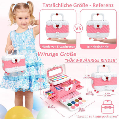 Kinderschminke Set Mädchen 55-teilig Make-up Schminkkoffer Geburtstags Geschenke 4-11 Jahre