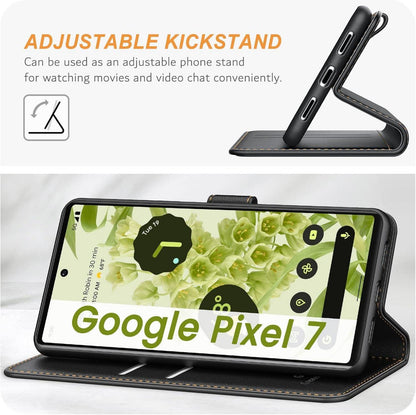 Google Pixel 7 Handyhülle Leder Klapphülle Schwarz mit Kartenschlitzen