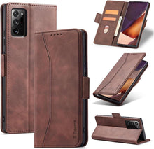Samsung Note 20 Premium Leder Hülle mit Ständer und Kartenfach, Kaffee