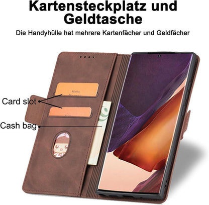 Samsung Note 20 Premium Leder Hülle mit Ständer und Kartenfach, Kaffee