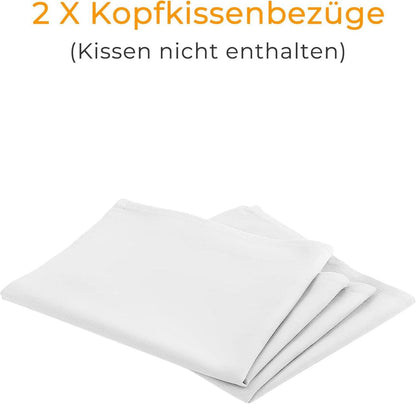 Weiß 2er Set Kissenbezug 45x45cm Baumwolle Reißverschluss