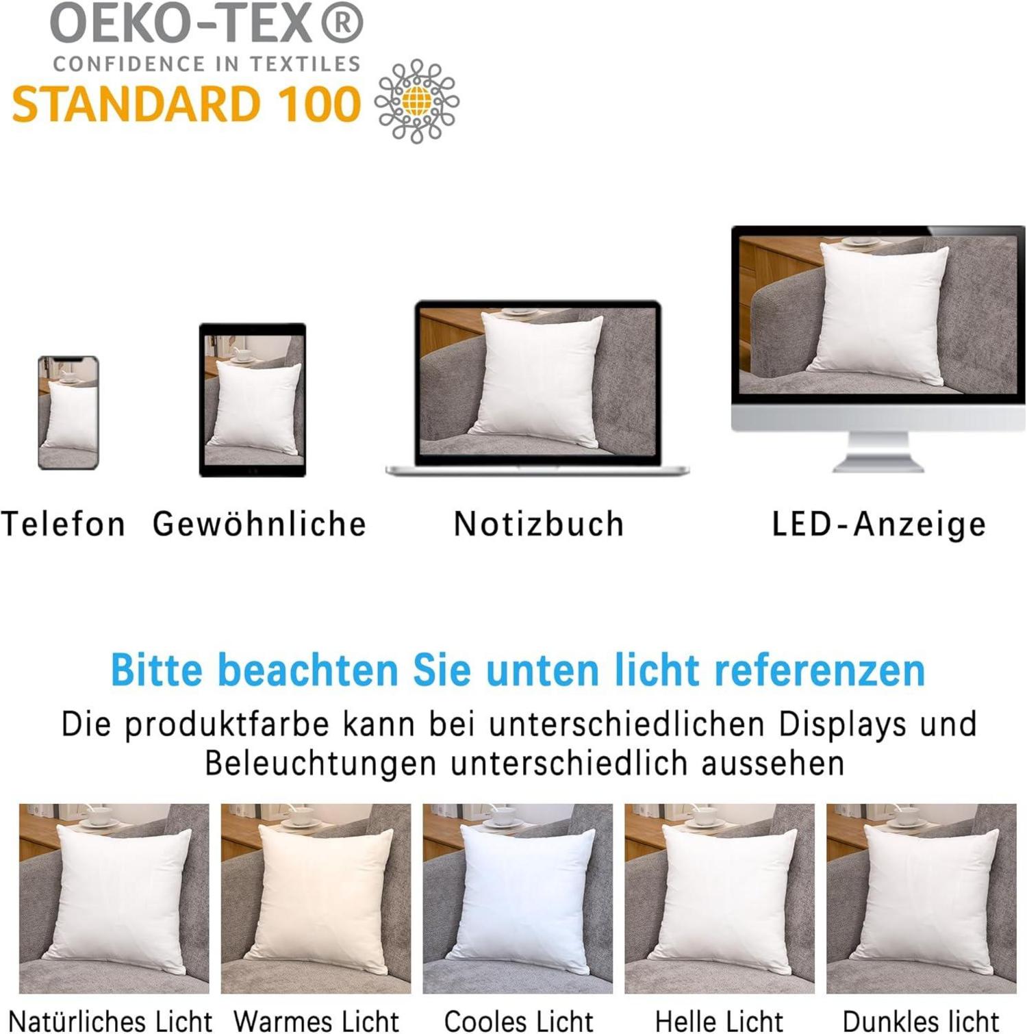 2er Set Kissenbezug 45x45cm Weiße Baumwolle Reißverschluss