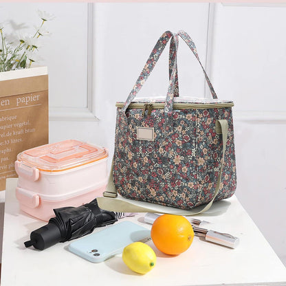 Isolierte Lunchtasche mit Blumenmuster – Wiederverwendbar & Tragbar