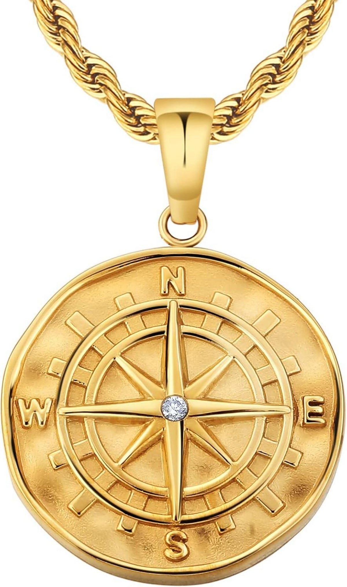Kompass Kette Münze Anhänger Löwe St. Christopher Jesus Gold Silber