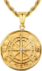 Kompass Kette Münze Anhänger Löwe St. Christopher Jesus Gold Silber