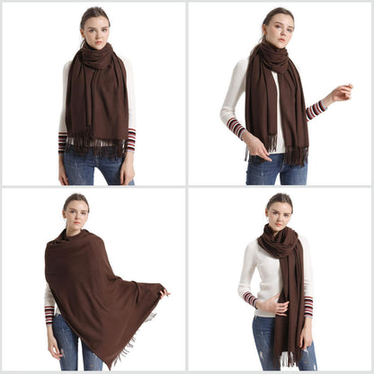 Pashmina Stola und Schal Damen, weich und vielseitig, Kaffee