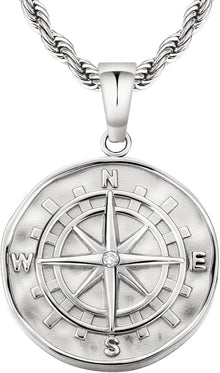 Kompass Kette Anhänger 2,5mm Silber 55,9cm Geschenk Männer Jungen