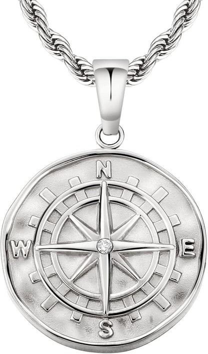 Kompass Kette Anhänger 2,5mm Silber 55,9cm Geschenk Männer Jungen