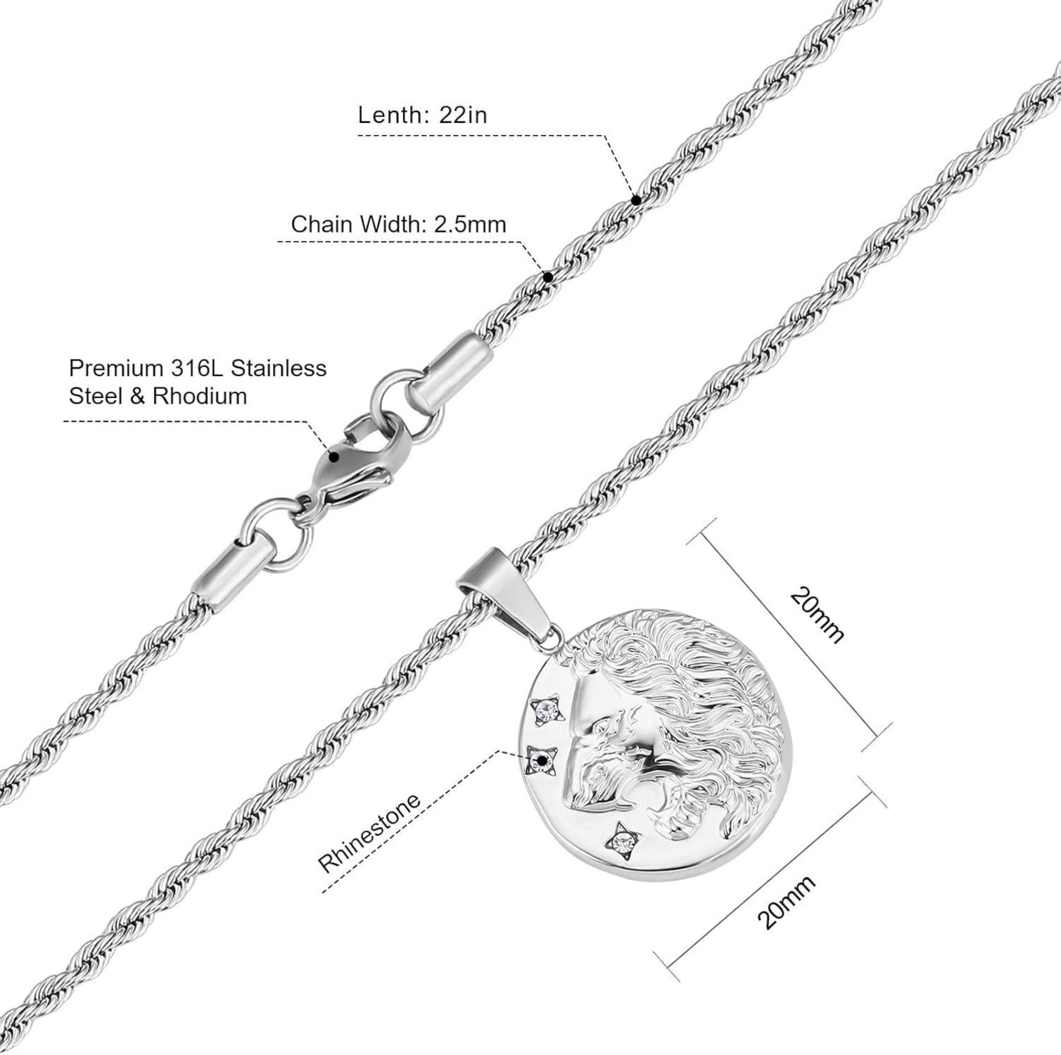 Herren Kette Löwe Anhänger 18K vergoldet 2,5mm 55,9cm Silberkette