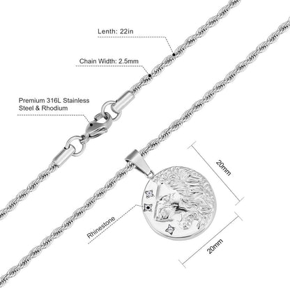 Herren Kette Löwe Anhänger 18K vergoldet 2,5mm 55,9cm Silberkette