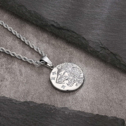 Herren Kette Löwe Anhänger 18K vergoldet 2,5mm 55,9cm Silberkette