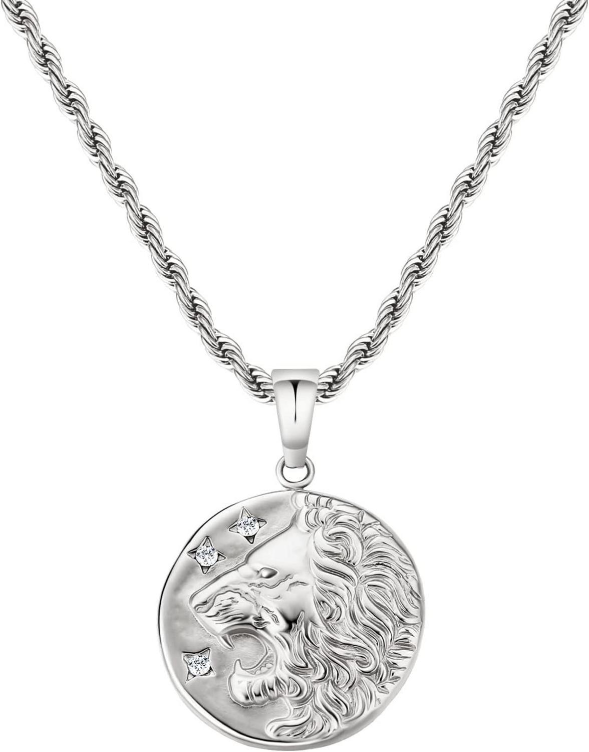 Herren Kette mit Löwe Anhänger, 2,5mm 55,9cm Geburtstag Geschenk