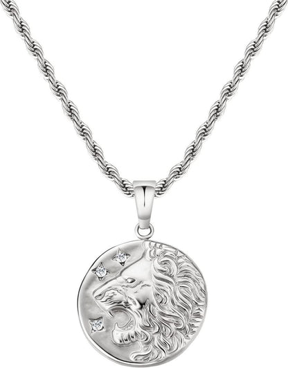 Herren Kette mit Löwe Anhänger, 2,5mm 55,9cm Geburtstag Geschenk