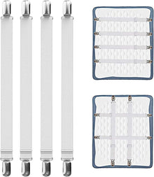 Verstellbare Bettlakenspanner mit Metallclips 4 Stück Weiß 55-250cm