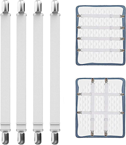 Verstellbare Bettlakenspanner mit Metallclips 4 Stück Weiß 55-250cm