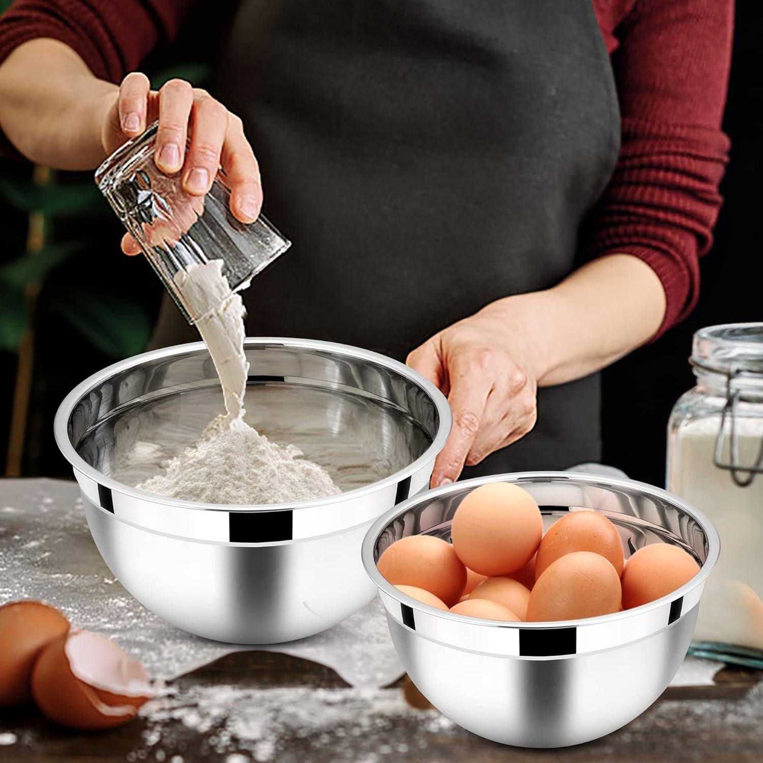 Edelstahl Rührschüssel Set 3er Salatschüssel luftdichtem Deckel 4.5L 2.7L 1.5L