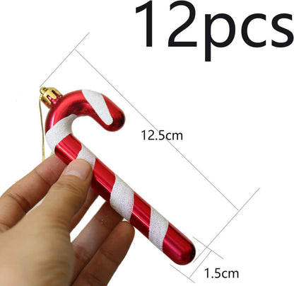 12pcs Weihnachtsbaumschmuck Zuckerstangen Anhänger Xmas Tree