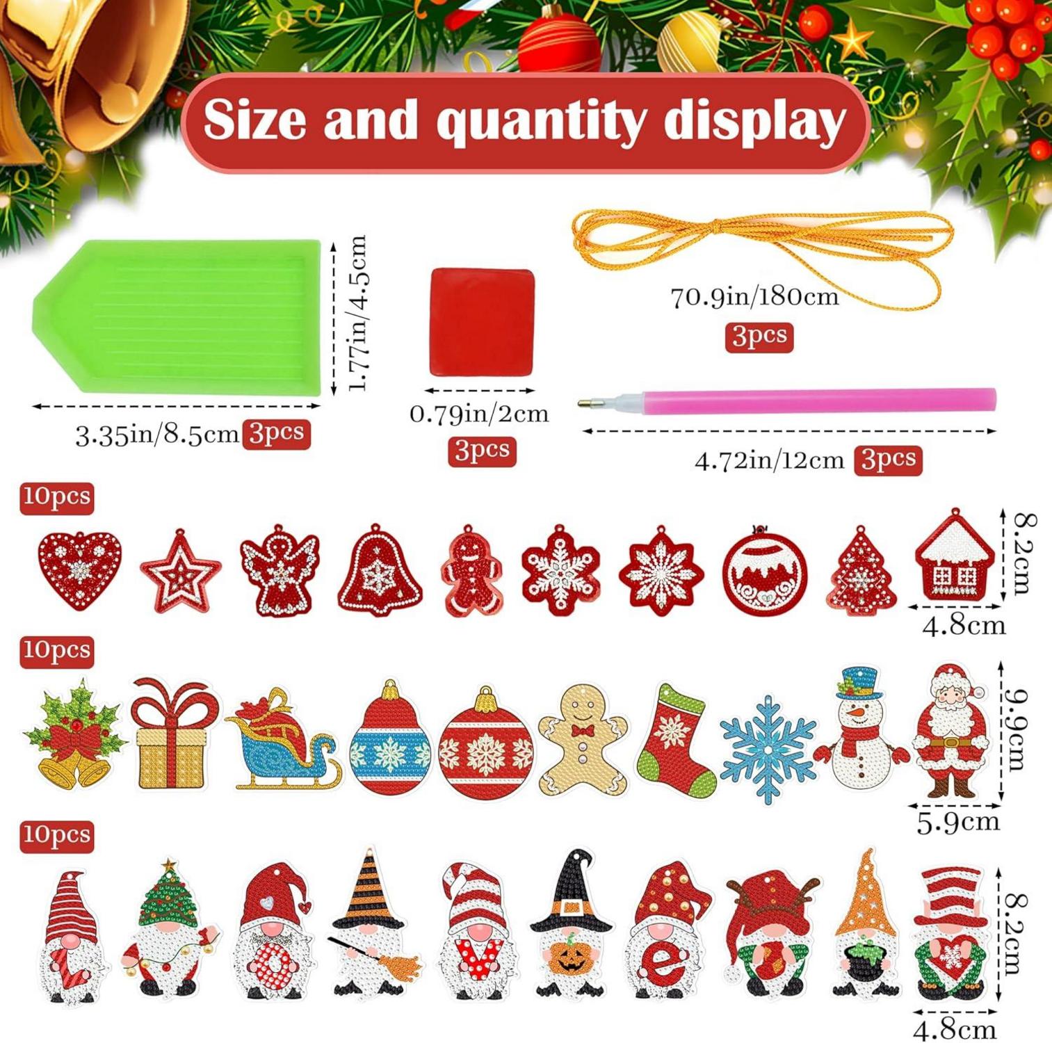 Doppelseitige Diamond Painting Weihnachtsanhänger DIY-Set 30