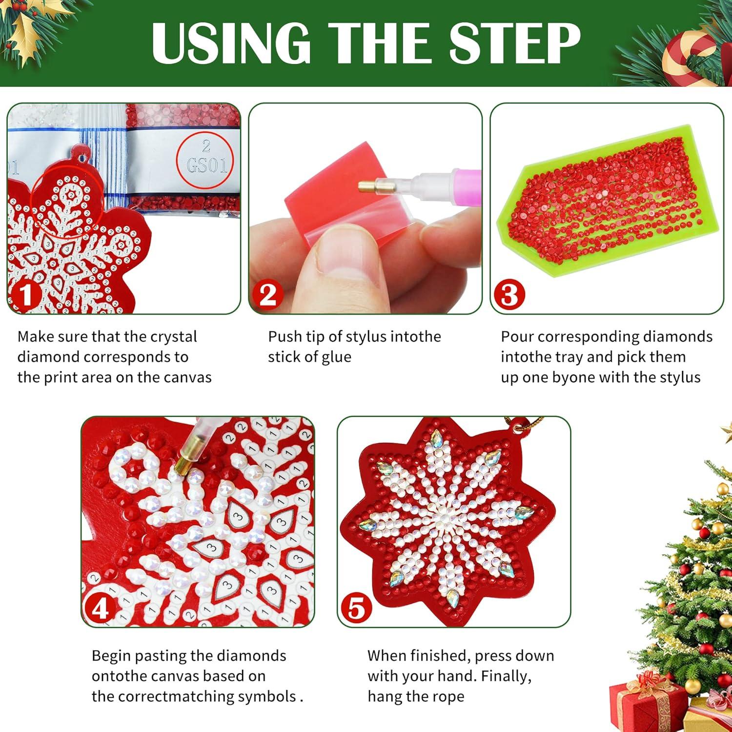 LYLIDIA Diamond Painting Weihnachtsanhänger DIY Kit 30 Stück Diamant Deko