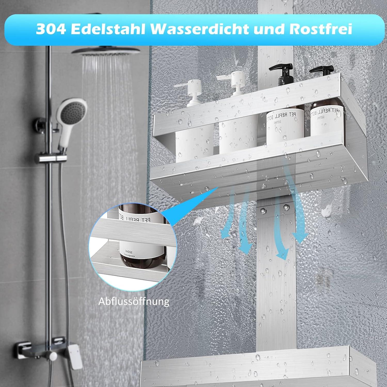 Duschablage zum Hängen Edelstahl SUS304 ohne Bohrer für Rahmenlos