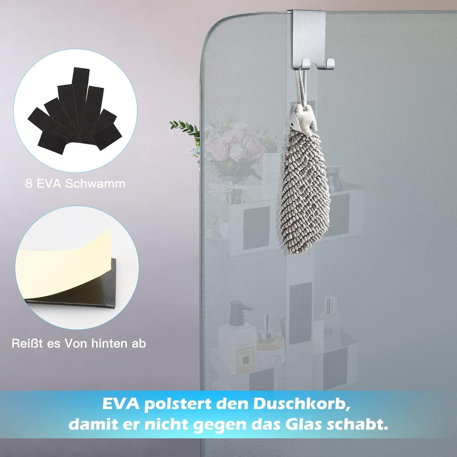 Duschablage Edelstahl Hängend ohne Bohrer für Glastür 66cm UUlioyer