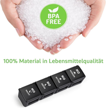 Opret Tablettenbox 7 Tage, BPA-frei, 4 Fächer, Große Pillendose