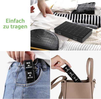 Opret Tablettenbox 7 Tage, BPA-frei, 4 Fächer, Große Pillendose