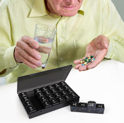 Pillendose 7 Tage 4 Fächer Große Fächer Tablettenbox BPA-frei reinigen einfach transportieren