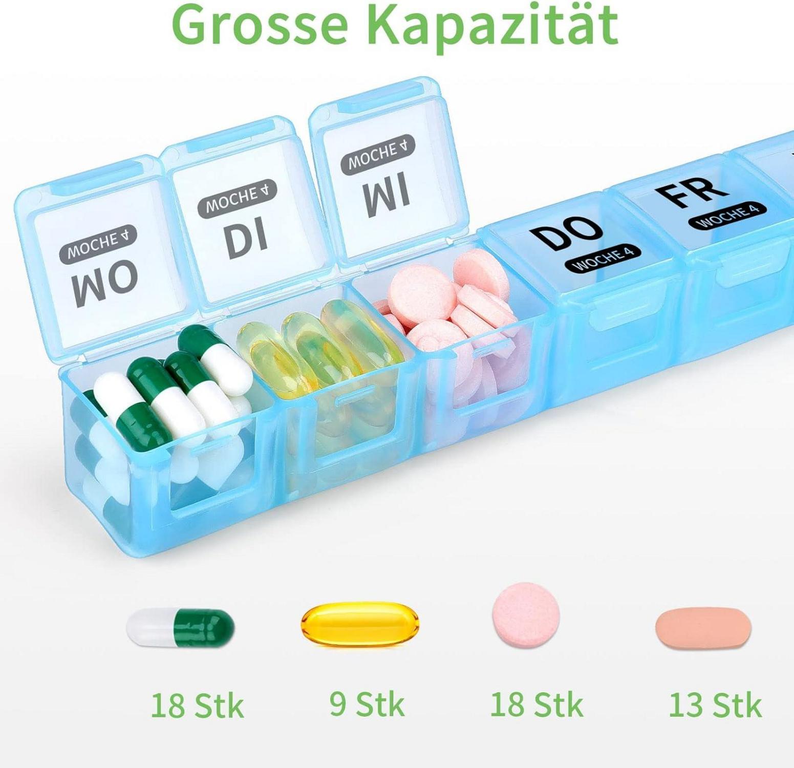 Tablettenbox 7 Tage Große Fächer Medikamenten Organizer