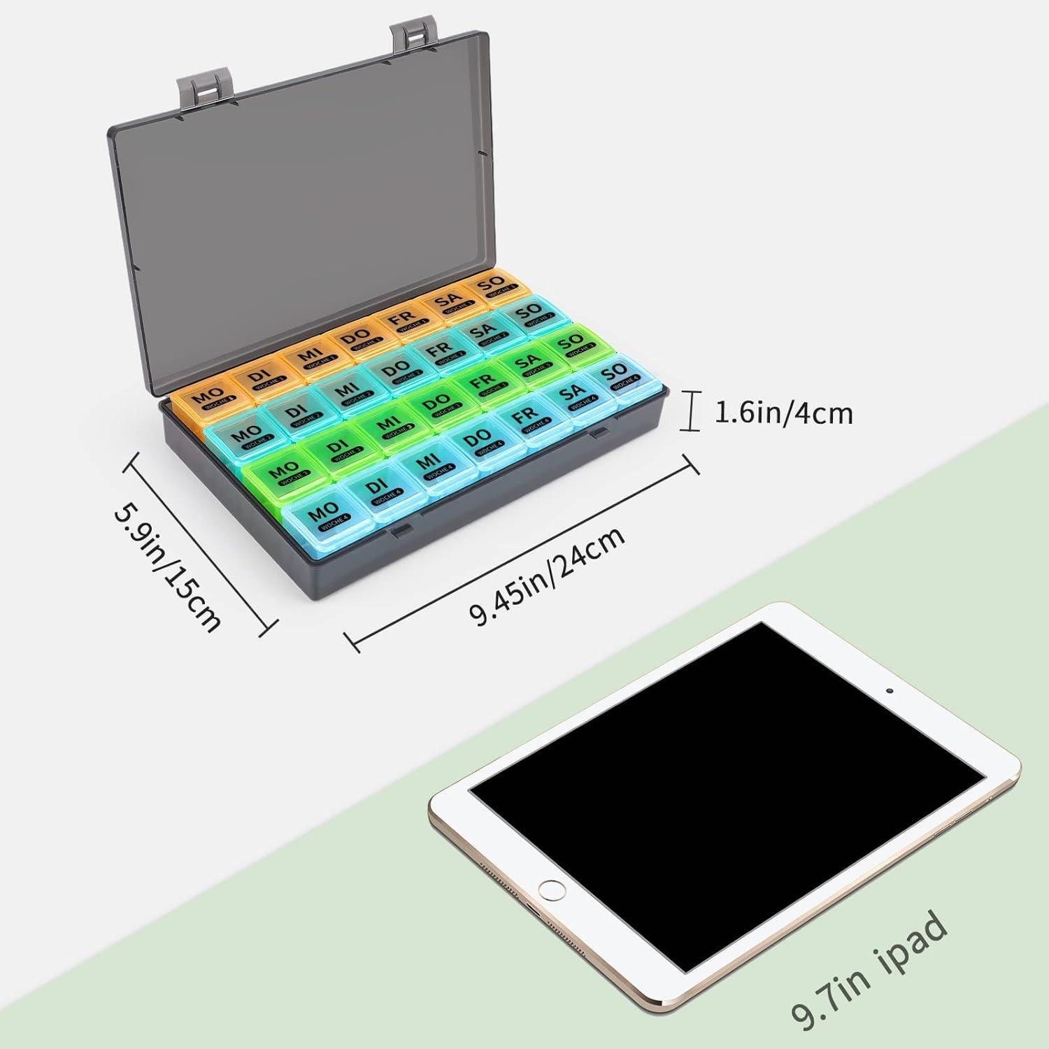 Tablettenbox 7 Tage Große Fächer Wochen Monat Organizer
