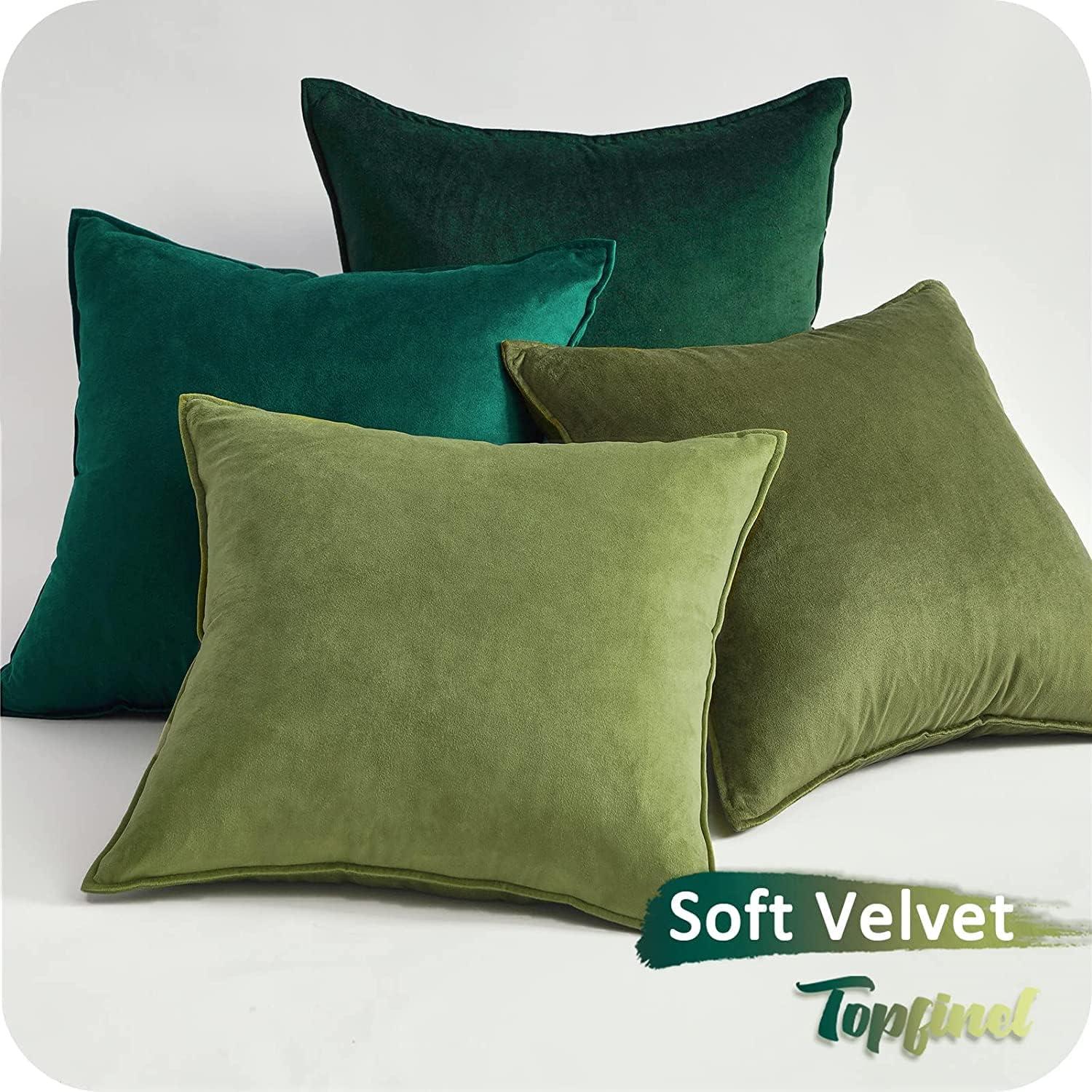 Kissenbezug 50x50 cm grün Samt 4er Set Deko Sofakissen Wohnzimmer