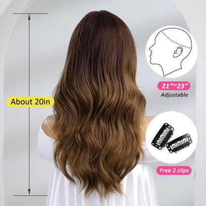 20 Zoll Lange Ombre Braun Lockige Synthetische Perücke Damen Hitzebeständig für Party