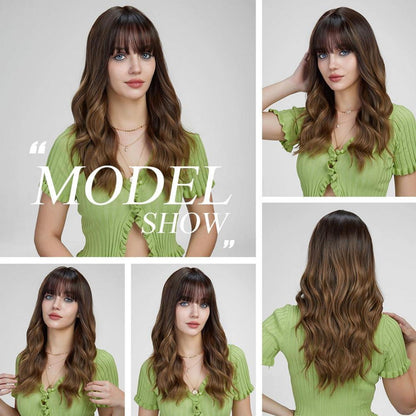 20Zoll Lange Natur Lockig Ombre Braun Perücken Synthetische Haare