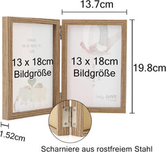 Doppelter Bilderrahmen aus Holz 13x18 mit Glasfront - Klappbar