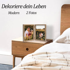Doppelter 13x18 Holz Bilderrahmen mit Glasfrontständer vertikal