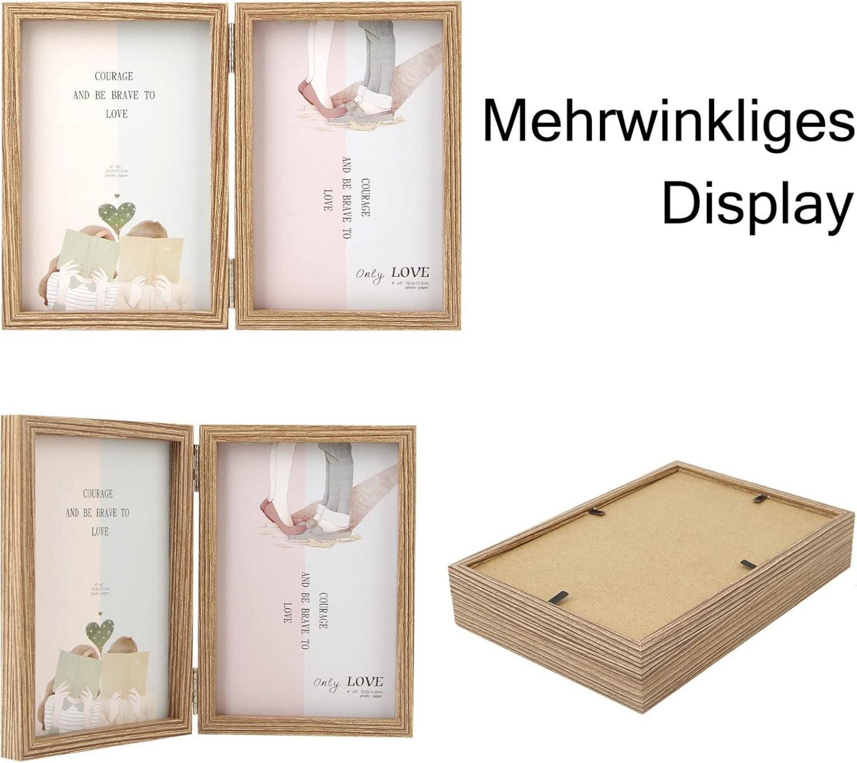 Doppelter Bilderrahmen aus Holz 13x18 Klappbar Glasfront vertikal