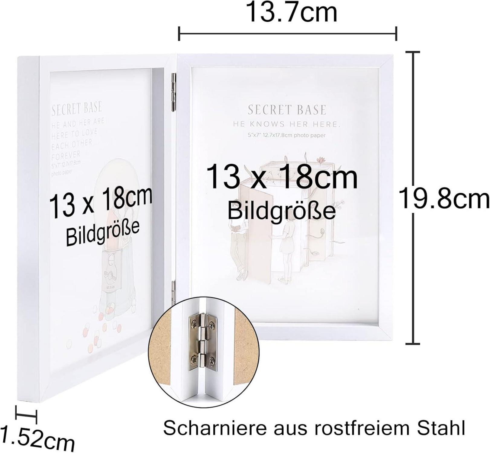 Doppelter Bilderrahmen Klappbar Holz Glasfront 13x18