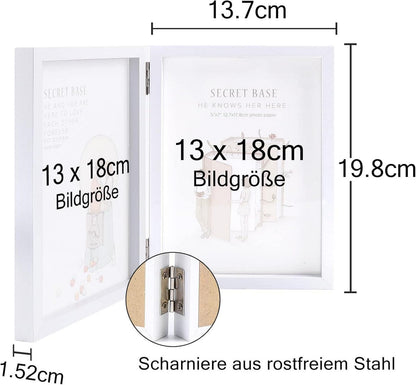 Doppelter Bilderrahmen Klappbar Holz Glasfront 13x18