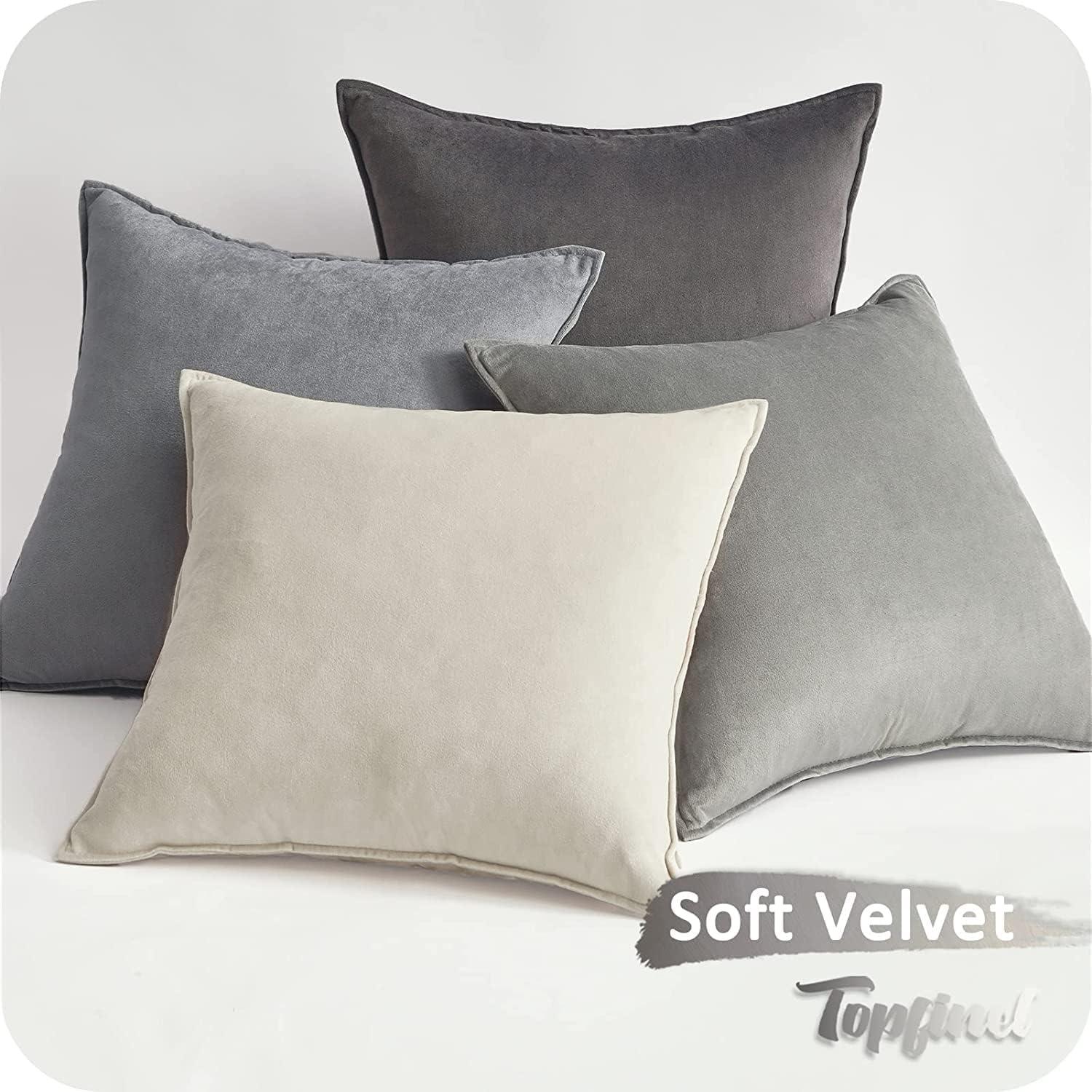 Samt Kissenbezug 50x50 Grau 4er Set Dekokissenbezüge Flauschig Farbverlauf