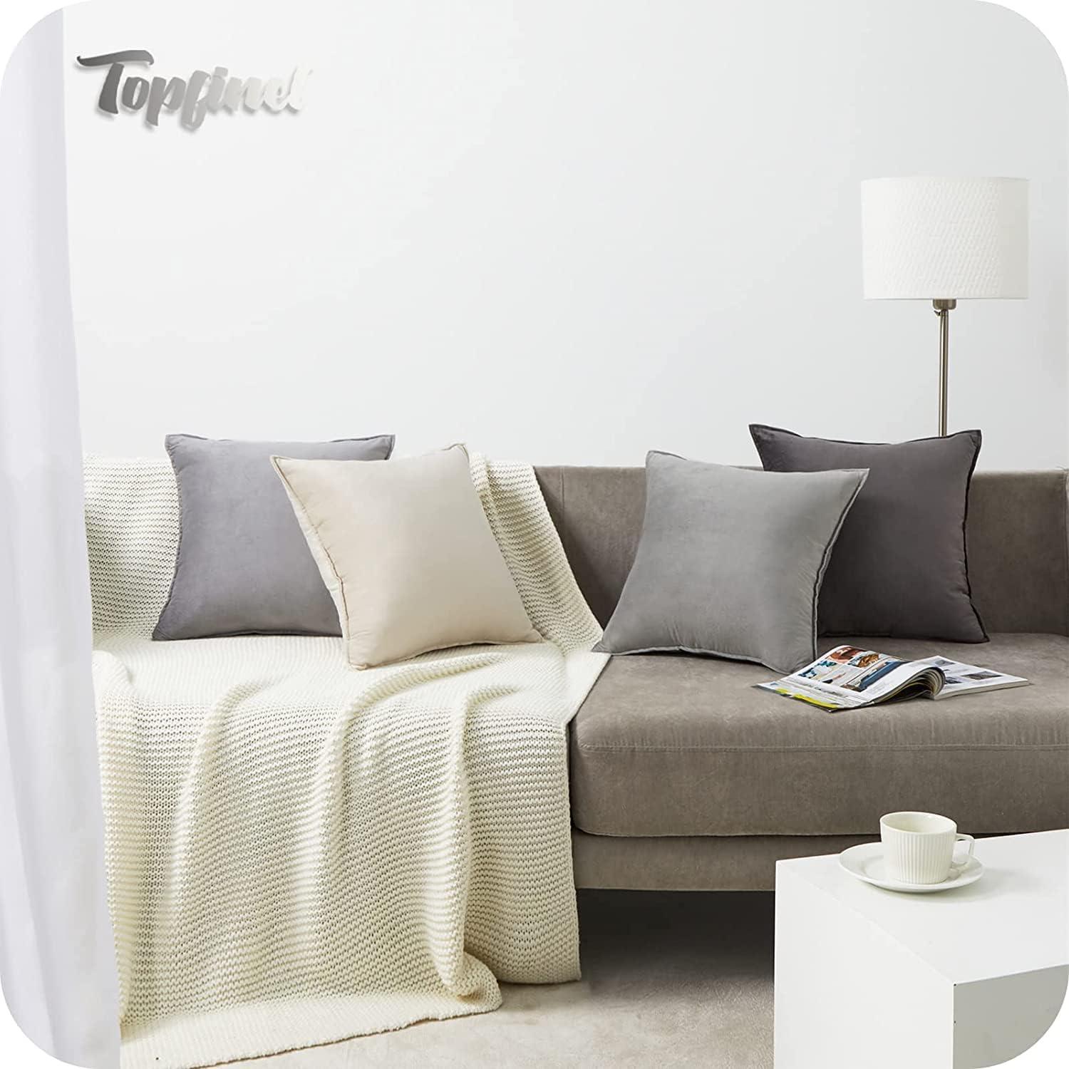 Topfinel Kissenbezug 50x50 Grau 4er Set Samt Dekokissenbezug Sofa Wohnzimmer