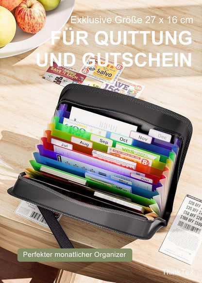 Quittung Coupon Organizer 12 Taschen kleine Akkordeon-Datei